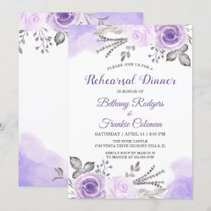 Trendy Paarse Pastel Bloemige Chic Oefenavondeten Kaart