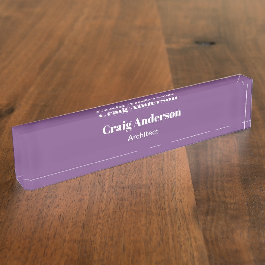 Trendy Paarse Professional Plain Modern Elegant Naambordje (Zijkant)