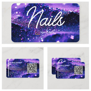 Trendy Paarse Professionele Kaart QR Code Nagel Te Visitekaartje
