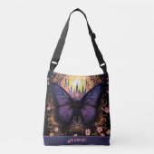 Trendy Paarse roze gele vlinder Crossbody Tas (Voorkant)