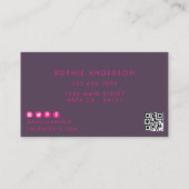 Trendy Paarse Roze Wimper Extensions Wimpers Visitekaartje (Achterkant)