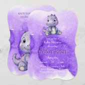 Trendy Paarse Schattigee Dinosaurus Meisje Baby sh Kaart (Voorkant / Achterkant)