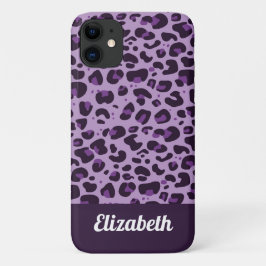 Trendy paarse shades leopard spot print met naam Case-Mate iPhone case