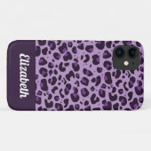 Trendy paarse shades leopard spot print met naam Case-Mate iPhone case (Achterkant (horizontaal))