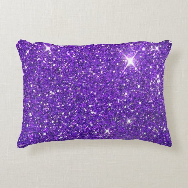 Trendy Paarse Sparking Glitter Glitz Accent Kussen (Voorkant)