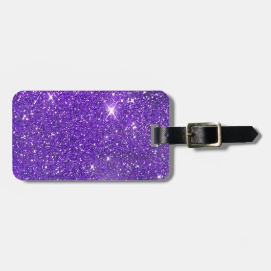 Trendy Paarse Sparking Glitter Glitz Bagagelabel (Voorkant horizontaal)