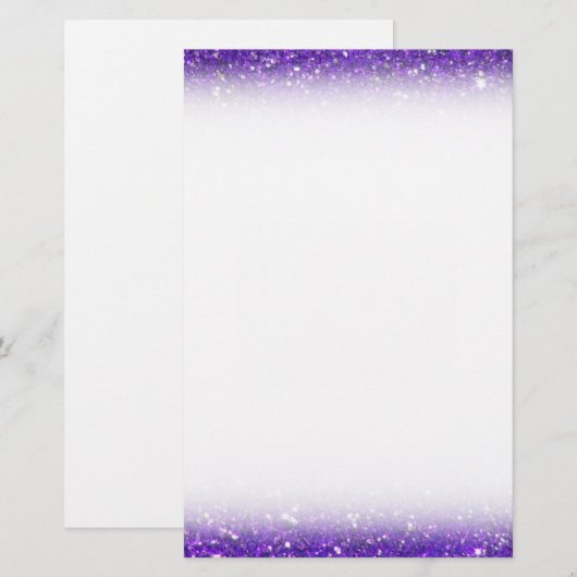 Trendy Paarse Sparking Glitter Glitz Briefpapier (Voorkant / Achterkant)