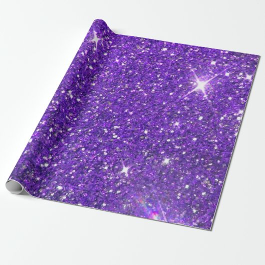 Trendy Paarse Sparking Glitter Glitz Cadeaupapier (Uitgerold)