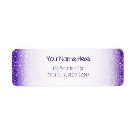 Trendy Paarse Sparking Glitter Glitz Etiket (Voorkant)
