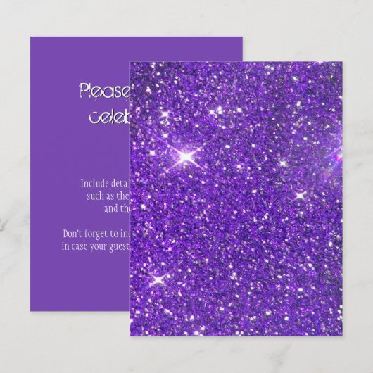 Trendy Paarse Sparking Glitter Glitz Kaart (Voorkant / Achterkant)