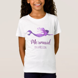 Trendy Paarse superheld Mermaid op een missie T-shirt