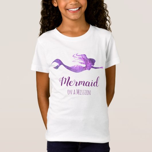 Trendy Paarse superheld Mermaid op een missie T-shirt (Voorkant)