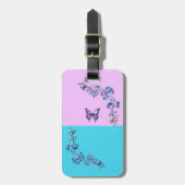 Trendy Paarse vlinder op Pastels Bagagelabel (Voorkant verticaal)