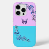 Trendy Paarse Vlinder op Pastels iPhone 15 Hoesje (Achterkant)