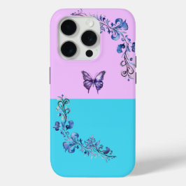 Trendy Paarse Vlinder op Pastels iPhone 15 Hoesje