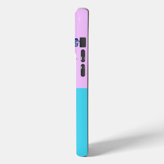 Trendy Paarse Vlinder op Pastels iPhone 15 Hoesje (Achterkant / Links)
