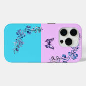 Trendy Paarse Vlinder op Pastels iPhone 15 Hoesje (Achterkant (horizontaal))