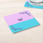 Trendy Paarse Vlinder op Pastels Papier Onderzette Kartonnen Onderzetters (Schuin)