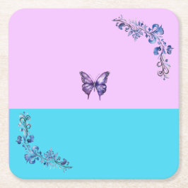Trendy Paarse Vlinder op Pastels Papier Onderzette Kartonnen Onderzetters