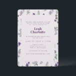 Trendy Paarse Waterverf Floral Bat Mitzvah Kaart<br><div class="desc">Trendy Paarse Waterverf Floral Bat Mitzvah</div>