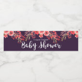 Trendy Paarse Waterverf Flowers Baby shower Waterfles Etiket (Enkel label)