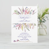 Trendy Paarse Wildflower Waterverf Floral Wedding Kaart (Staand voorkant)