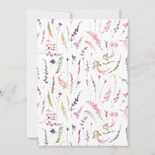 Trendy Paarse Wildflower Waterverf Floral Wedding Kaart (Achterkant)