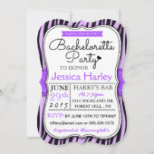 Trendy Paarse Zabra Print Bachelorette Party Kaart (Voorkant)