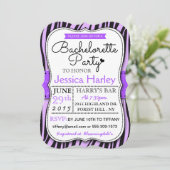 Trendy Paarse Zabra Print Bachelorette Party Kaart (Staand voorkant)