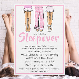 Trendy Pajama Sleepover / Girls PJ Party Kaart