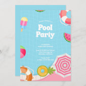 Trendy Palm Springs Pool Party Verjaardag Kaart (Voorkant / Achterkant)