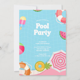 Trendy Palm Springs Pool Party Verjaardag Kaart