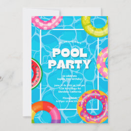 Trendy Palm Springs Pool Party Verjaardag Kaart