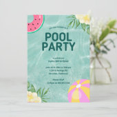 Trendy Palm Springs Pool Party Verjaardag Kaart (Staand voorkant)