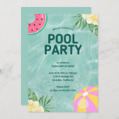 Trendy Palm Springs Pool Party Verjaardag Kaart (Voorkant / Achterkant)