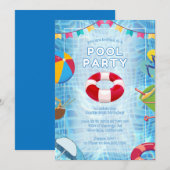 Trendy Palm Springs zwembadfeest verjaardag Kaart (Voorkant / Achterkant)