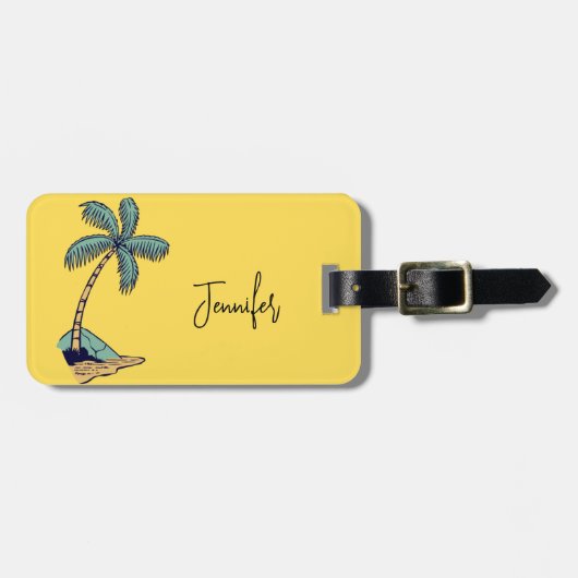 Trendy palmboom vakantie bagagelabel (Voorkant horizontaal)