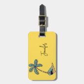 Trendy palmboom vakantie bagagelabel (Voorkant verticaal)