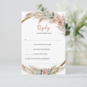 Trendy Pampas Grass Dusty Roos Eucalyptus RSVP Kaartje (Staand voorkant)