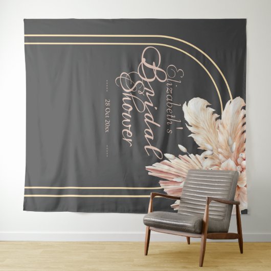 Trendy pampas grass l Waterverf Vrijgezellenfeest Wandkleed (In Situ (horizontaal))