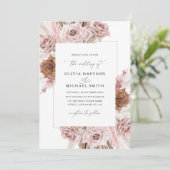 Trendy pampas stoffige roze bruiloft uitnodiging (Staand voorkant)