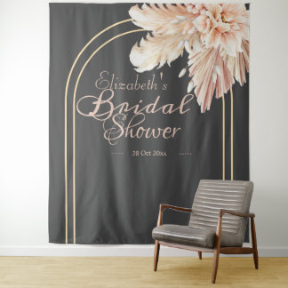 Trendy pampasgras watercolor bruidsshower wandkleed