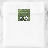 Trendy Panda Beer Bamboo Baby shower Dank u wel Vierkante Sticker (Tas)