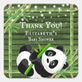 Trendy Panda Beer Bamboo Baby shower Dank u wel Vierkante Sticker