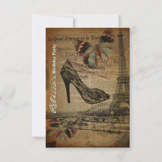 trendy parisian girly stiletto - verjaardagskaart kaart (Voorkant)