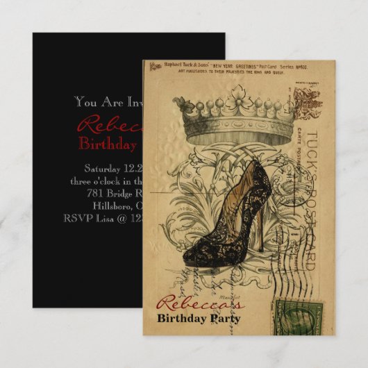 trendy parisian girly stiletto - verjaardagskaart kaart (Voorkant / Achterkant)