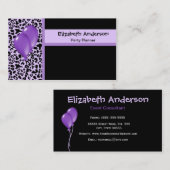 Trendy Party Planner Paars en Black Leopard Visitekaartje (Voorkant / Achterkant)