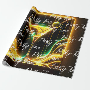 Trendy Party Time Neon gepersonaliseerd Cadeaupapier