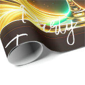 Trendy Party Time Neon gepersonaliseerd Cadeaupapier (Rol Hoek)