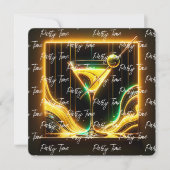 Trendy Party Time Neon gepersonaliseerd Kaart (Voorkant)